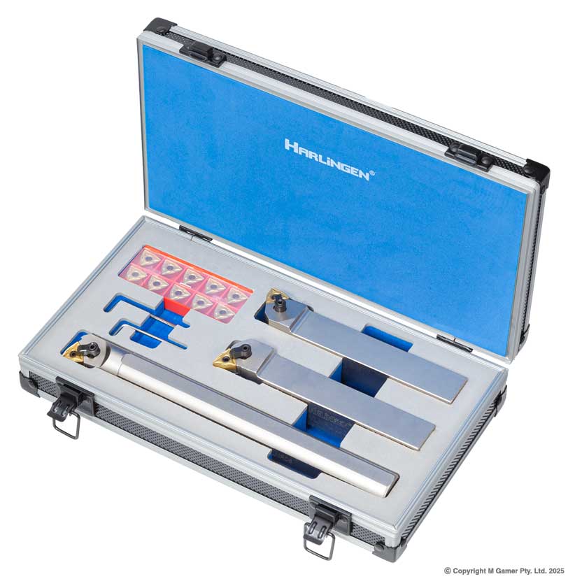 3 Piece Indexable Nickel Plated Negative Rake Lathe Tool Set - 25mm